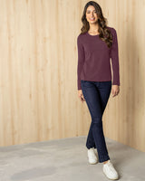 Camisa manga larga básica para mujer#color_409-uva-oscuro