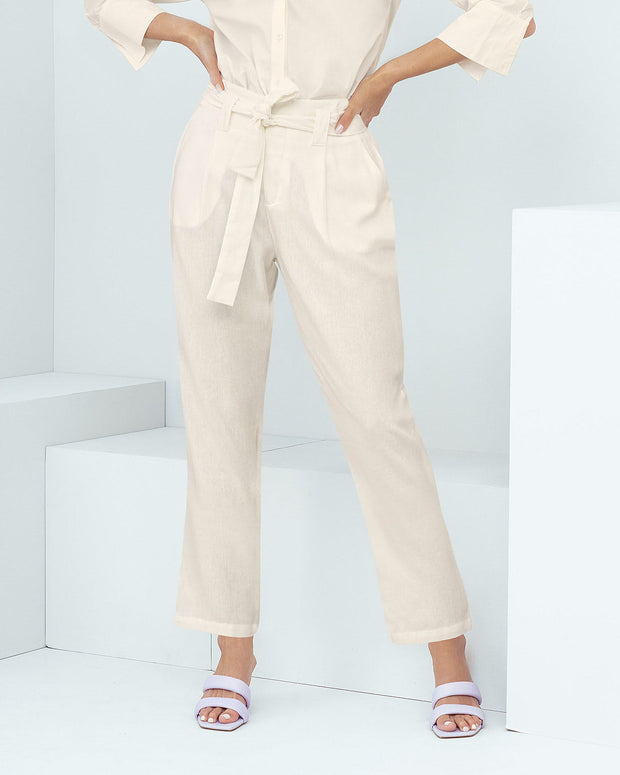 Pantalón largo con bolsillos funcionales para mujer#color_018-marfil
