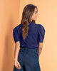 Camiseta manga corta cuello redondo con volumen en mangas#color_464-azul