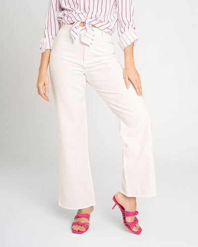 Jean de tiro alto con cintura ajustada#color_000-blanco