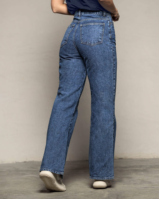 Jean de tiro alto con cintura ajustada#color_498-azul-medio
