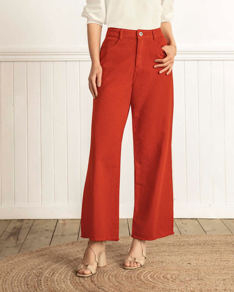 Pantalón tiro alto bota amplia#color_370-rojo