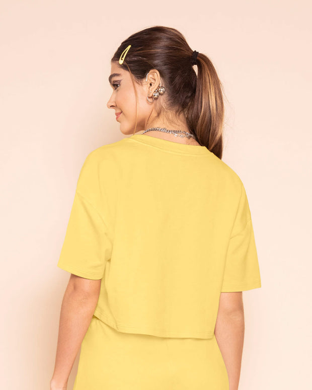 Camiseta manga corta con cuello redondo y hombros caídos#color_111-amarillo