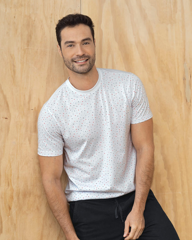 Camiseta manga corta + camibuzo para hombre#color_984-blanco-gris-jaspe