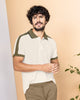 Camiseta tipo polo con botones funcionales  y mangas y cuello tejidos#color_000-blanco