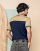 Camiseta manga corta con mangas y cuello tejido#color_084-arena-azul