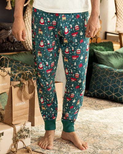 Pantalón jogger de pijama con estampado de navidad para hombre#color_145-estampado