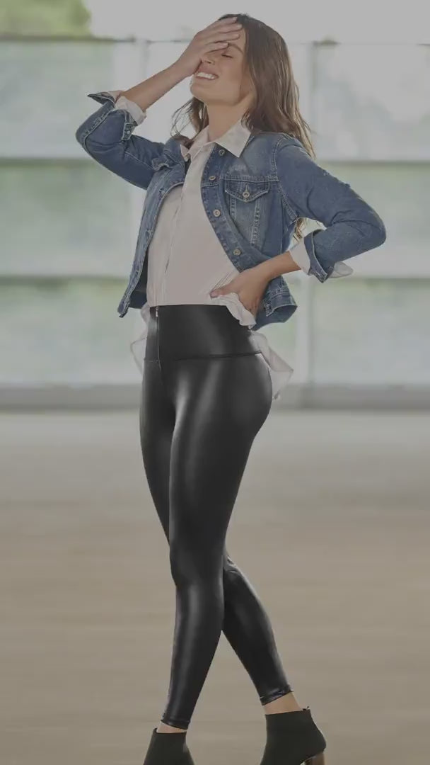 Leggins Mujer Leggin Tipo Piel Leggings Con Acabado Imitación